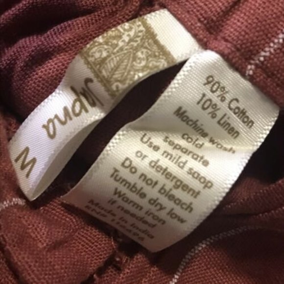 Japna Striped Linen Blend Dress Vintage Overall Feel Crisscross Back Pinafore M - Picture 11 of 11